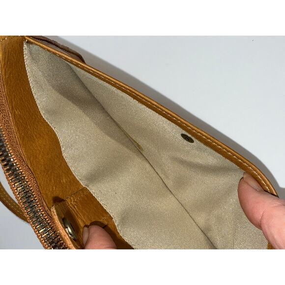 American Leather Co Small Cognac Brown Soft Leather Handbag Crossbody - Picture 6 of 9